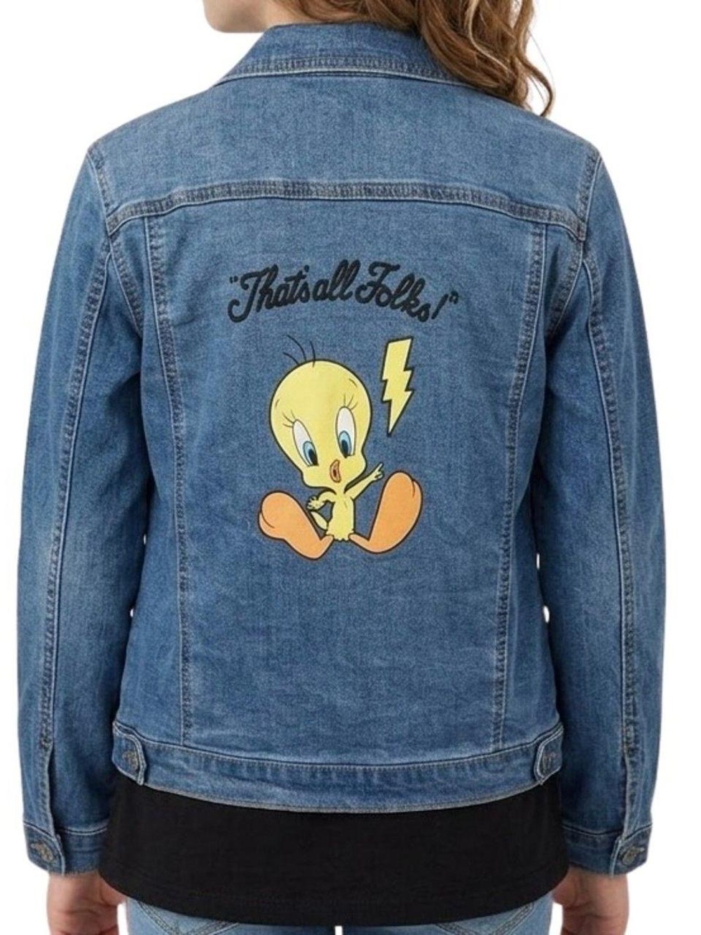 Tweety Graphic Denim Jacket for Kids - Blue